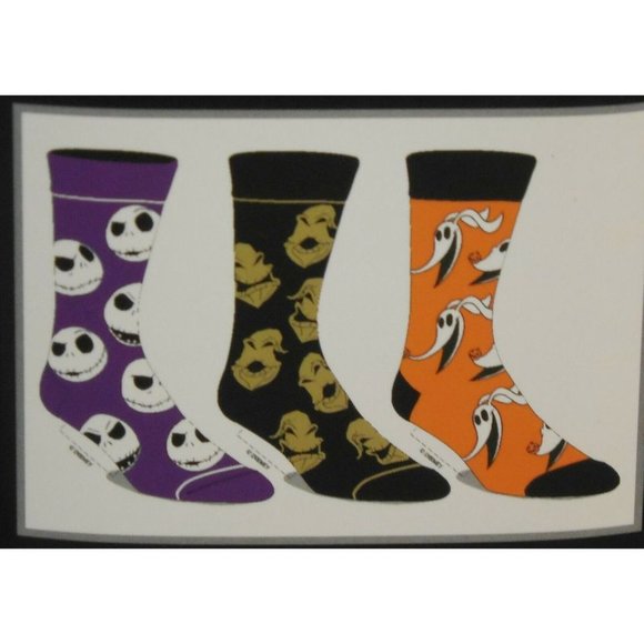 The Nightmare before Christmas Crew Socks 3 Pair Pack Men's Shoe Size 8 to 12 - Picture 1 of 3